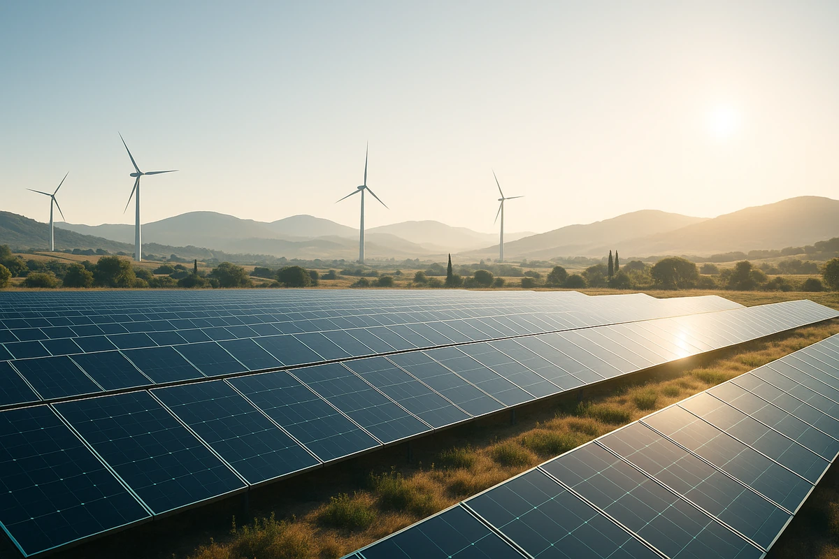 Central solar al amanecer