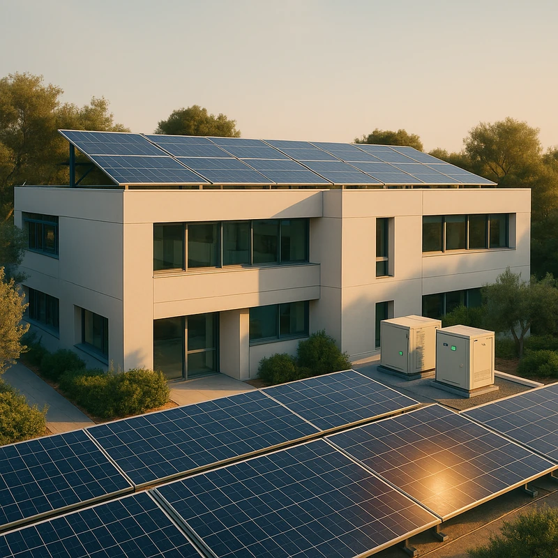Paneles solares en la cubierta de un edificio